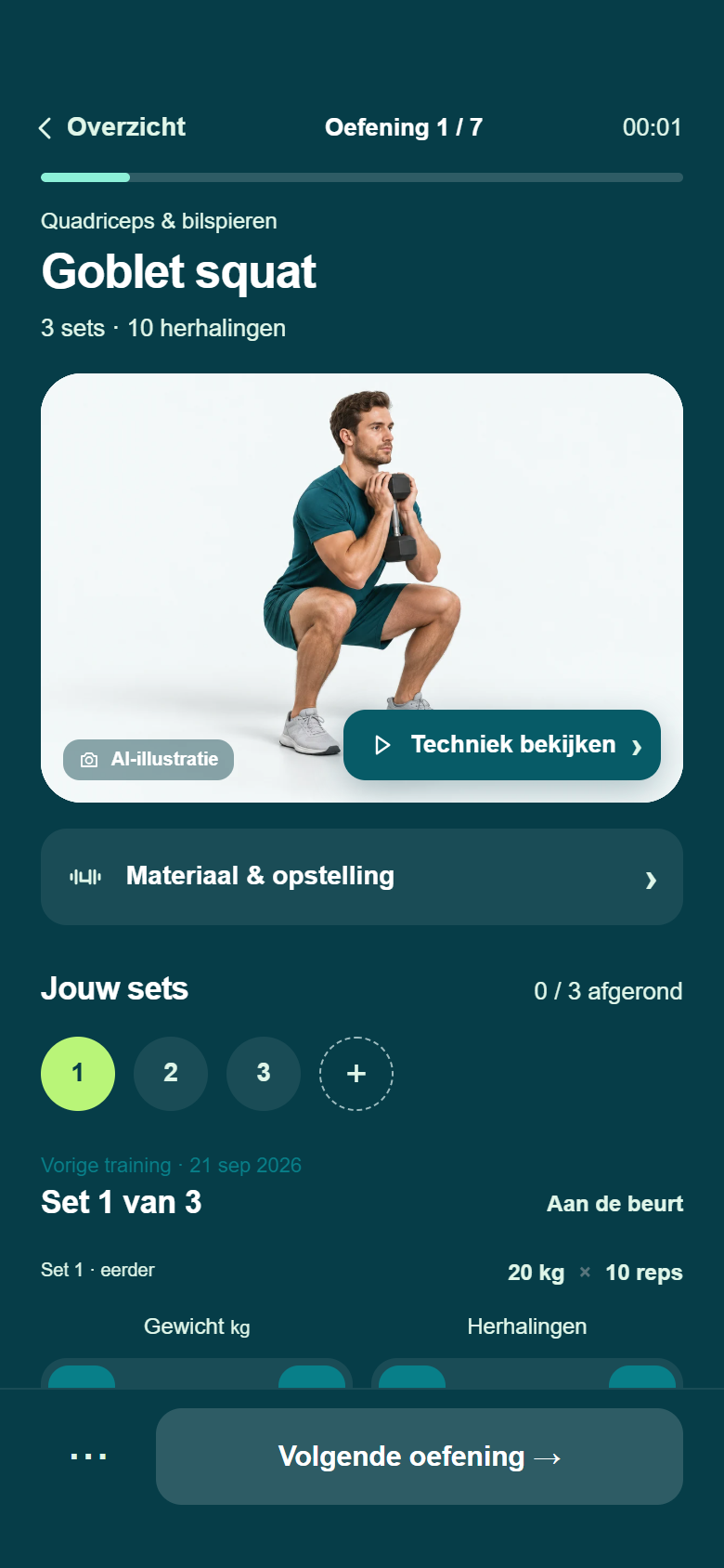 LivuFit-scherm: Trainen