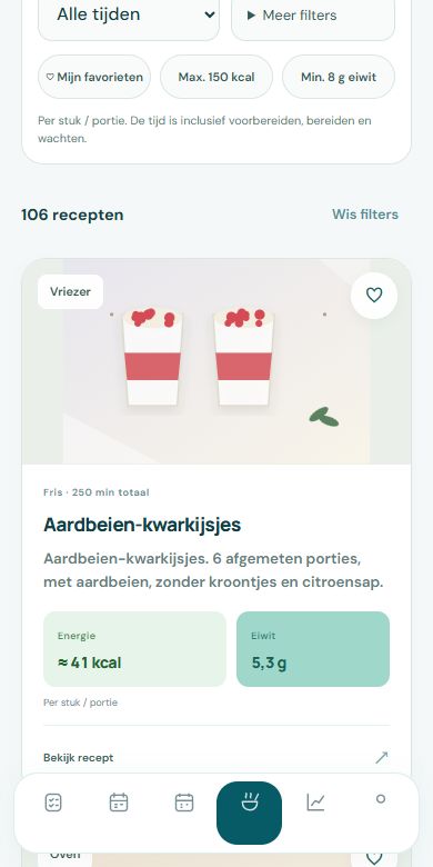 Recept voor aardbeien-kwarkijsjes met calorieën, eiwitten en een favorietenknop